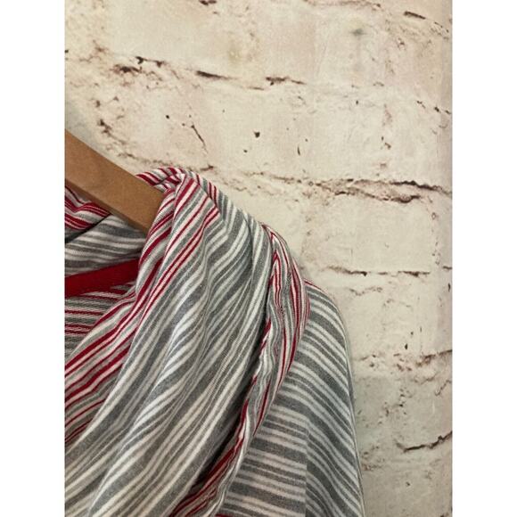 Christopher Banks Sunday Top Womens 1X Gray Red Striped Cowl Neck Stretch Plus - Picture 6 of 13